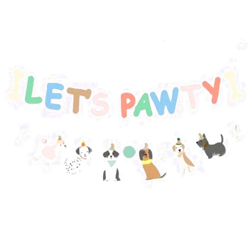FULL WIN SHOP Lets Pawty Sign Banner Backdrop, Puppy First Birthday Decorations, Dog Birthday Party Supplies Dog Party Suppliers Pet Party Decorations (Let’s Pawty & Dog Banner)
