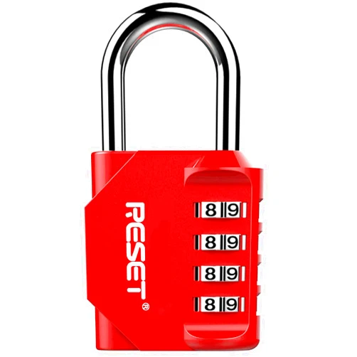 RESET-060 4 Digit Combination Lock Outdoor Padlock for School Gym Sports Locker Fence Toolbox Gate Suitcase Hasp Red