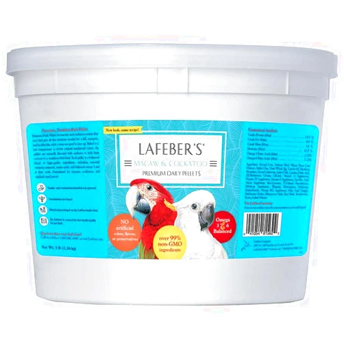 LAFEBER'S Premium Daily Diet Pellets Pet Bird Food, Made with Non-GMO and Human-Grade Ingredients, for Macaws and Cockatoos, 5 lb