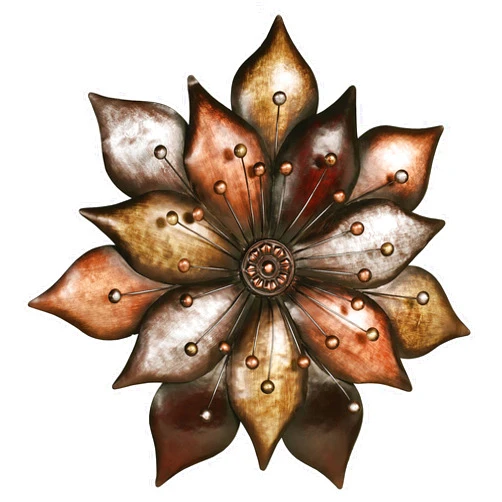 Touch of Class Arris Layered Floret Wall Art - Metal - Multi Metallic - Copper, Bronze, Gold, Silver - Striking Blossom Decor for Bedroom, Living Room, Dining Room, Entryway, Foyer