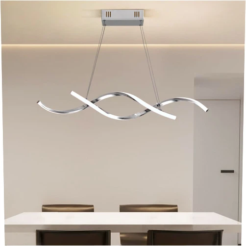 NOXARTE Modern LED Chandelier Dimmable Hanging Ceiling Light, Silver Pendant Light Fixture with Remote Control for Dining Room Kitchen Island Office Over Table 35.4 Inch