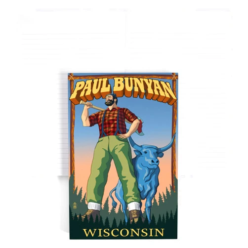 Lantern Press Wisconsin, Paul Bunyan (Lined 6x9 Journal, Lay Flat, 193 Pages, FSC Paper)