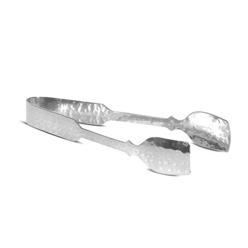 India Handicrafts 13340 Polished Silver Tone Dimpled 7 inch Stainless Steel Ice Tongs For Coffee Bar, Tea/Desserts Party, Sugar and Ice Bucket