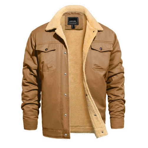 CRYSULLY Men's Winter Work Jacket Cotton Shell Fleece Lined Warm Casual Cargo Coat Outdoor Utility Jackets for Men