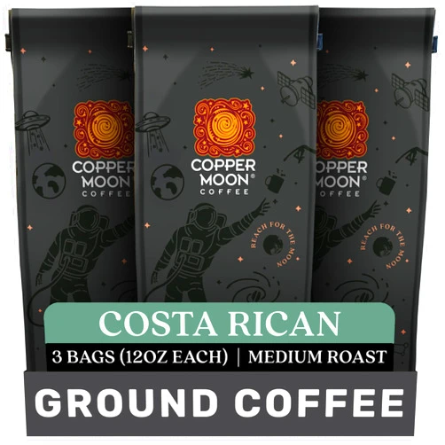 Copper Moon Ground Coffee Costa Rican Blend, 12 Ounce Bags (Pack of 3), 36 Ounces