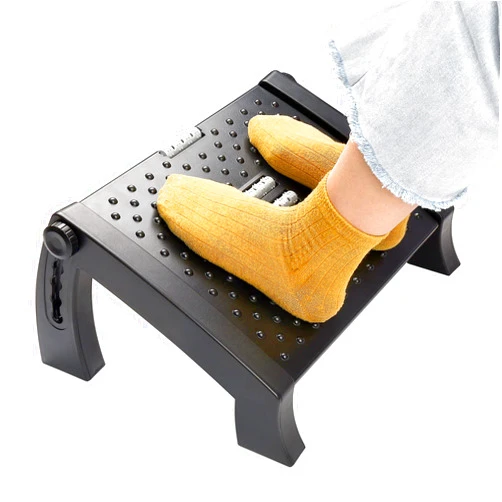 SEBIDER Height Adjustable Footrest with Massage Surface Under Desk, Ergonomic Comfort Home & Office Foot Stool, Black
