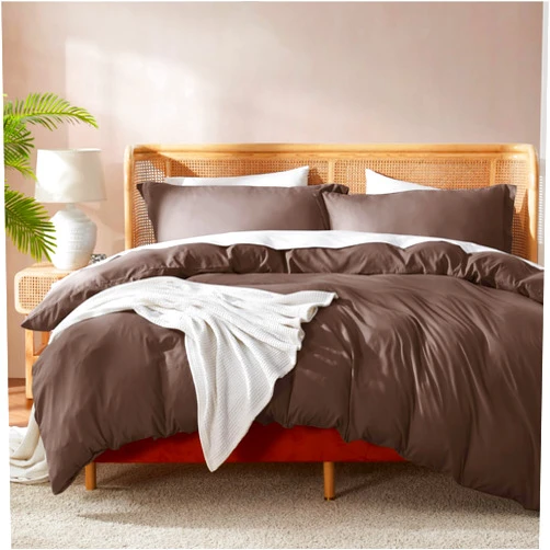 Nestl Chocolate Brown Duvet Cover Full Size - Soft Double Brushed Full Size Duvet Cover Set, 3 Piece, with Button Closure, 1 Duvet Cover 80x90 inches and 2 Pillow Shams