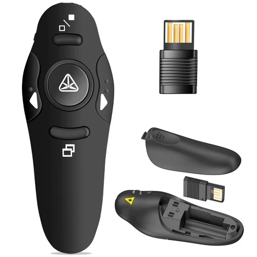 NinjaABXY Presentation Clicker Wireless Presenter Remote USB Control Powerpoint PPT Clicker, Laser Pointer RF 2.4GHz Presenter Remote Google Slide Advancer Powerpoint Clicker for Computer/Laptop/Mac/Keynote