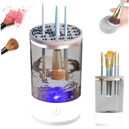 PABTID Electric Makeup Brush Cleaner Machine: Automatic Cosmetic Brush Cleaner - Spinner Make Up Brush Cleaner Cleanser Tools for All Size Beauty Makeup Brushes Set