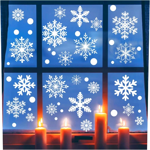 HIKUIBU 364 PCS Snowflake Window Clings, 10 Sheets Christmas Snowflake Window Stickers Decals Decorations for Glass Windows Holiday Winter Xmas Party Decor