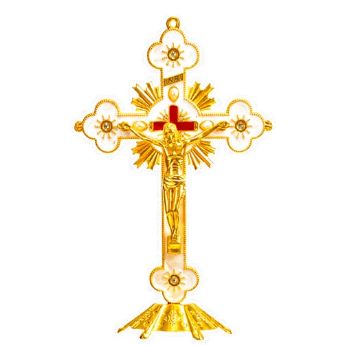 Calculs Metal Jesus Crucifix Table Cross - Catholic Table Cross With Stand For Christian Prayers Jerusalem Home Decor 8