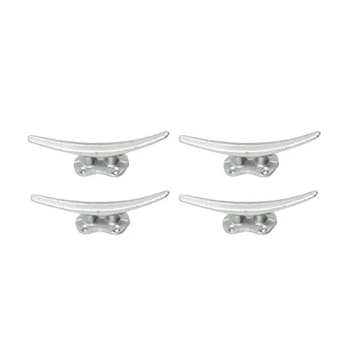 Zeckos Set of 4 Metallic Silver Finish Cast Iron Boat Cleat Wall Hooks/Drawer Pulls Cabinet Handles - Nautical or Coastal Décor - Easy Install - 5.75 Inches Long