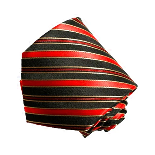 Covona Men's Red Gold Black Stripe Tie