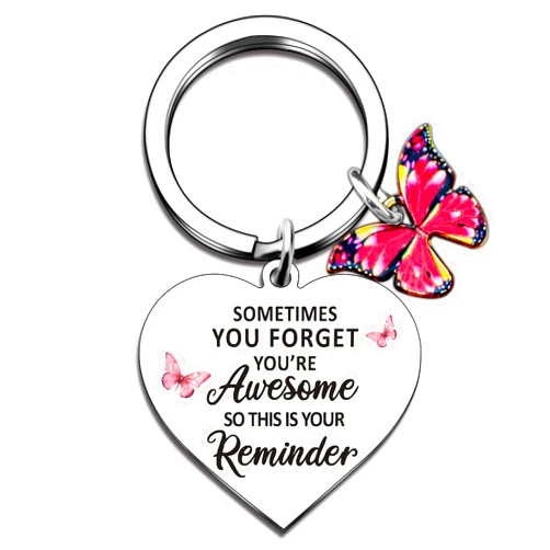 WXCATIM Butterfly Gifts For Women Inspirational Keychain Small Gifts Encouragement Sometimes You Forget You're Awesome