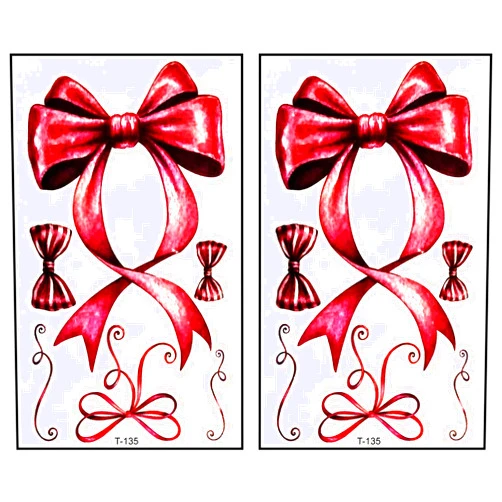 GS912 Temporary Tattoos Mini Tattoos 2 Sheets Pink Bow Ribbon Cartoon Tattoos Waterproof Temporary Cute Stickers Tattoo Fashion Fantasy Fun Party Stickers Tattoo Make up Body for Men Women Kids Children's (04)