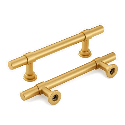 goldenwarm 10 Pack Gold Cabinet Handles, Brushed Brass Cabinet Pulls Kitchen Cabinet Handles Barrel Cabinet Handles 4 inch Gold Pulls Kitchen Hardware