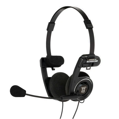 Koss Porta Pro Double-Sided Communication Headset with Microphone Electret Flexible Handsfree Design Foldable Design TRRS Plug Wired 3.5 mm Black