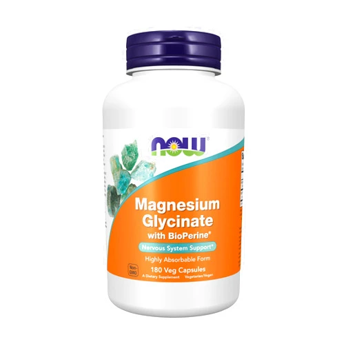 NOW Foods NOW Supplements, Magnesium Glycinate with BioPerine, 180 Veg Capsules
