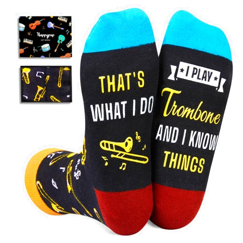 HAPPYPOP Music Gifts for Men Women - Trombone & Bass Gifts, Piano Guitar Socks