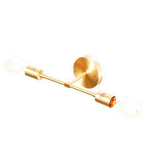 FLOURIM Gold Vanity Lights, 2-Light Bathroom Light Fixtures Over Mirror Brass Sconce Modern Semi Flush Mount Wall Light Fixture for Toilet Bedroom Living Dining Room Restaurant Hallway Entryway