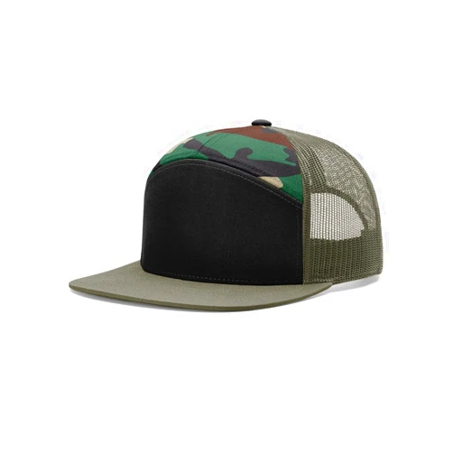 The Hat Pros Richardson 168 Hi-Pro 7 Panel Flat Bill Adjustable Snapback Trucker Mesh Back Cap | OSFM | Bulk Pack Available