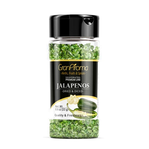 GranAroma Diced Jalapenos, Spicy, Flavorful Peppers for Cooking, Toppings, and Salsas (0.8 Ounce)
