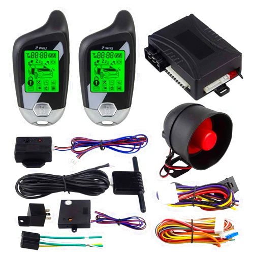EASYGUARD EC202 2 Way car Alarm System with LCD Pager Display Remote Engine Start & Microwave Sensor DC12V
