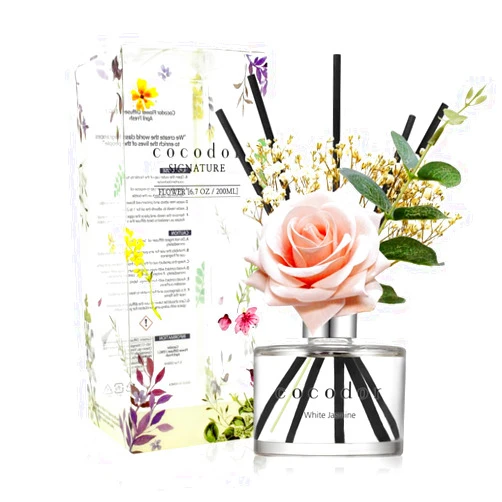 Cocod'or COCODOR Rose Reed Flower Diffuser/White Jasmine/6.7oz/1Pack / Home Fragrance Scent Essential Oil Stick Diffuser for Bedroom Bathroom Home Décor
