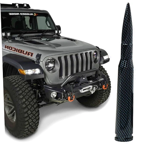 EcoAuto Bullet Antenna for Jeep Wrangler JK & JL (2007-2023) & Jeep Gladiator – Jeep Wrangler Antenna with Anti Theft Design – Highly Durable Truck Antenna – Jeep Wrangler Accessories (Carbon Fiber)
