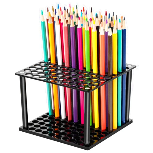 Outus 96 Hole Pencil Brush Holder Acrylic Pen Holder Desk Stand Organizer for Pencils Paint Brushes Markers Display and Home Storage (Black)