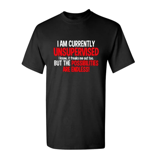 Feelin Good Tees I'm Currently Unsupervised Novelty Graphic Sarcastic Funny T Shirt
