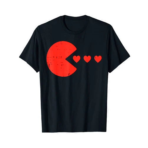 Mens Valentines Shirts Boys Kids Gamer Gifts Valentines Day Gamer Eating Hearts Men Boys Kids Youth Teen T-Shirt