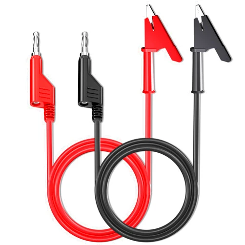 Goupchn 4mm Stackable Banana Plugs to Crocodile Alligator Clips Test Leads Flexible Cable Wire 2PCS Red Black 3.3ft/1m for Multimeter Electrical Testing