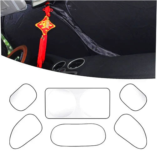 Yumfugu Pack-6 Car Windshield Sun Shade, Car Windshield Sunshade Set, 2 Front Rear Sun Visor, 4 Side Window Sunshade Foldable UV Protector Set, Universal for Car Sun Heat Block Hood (Silver)