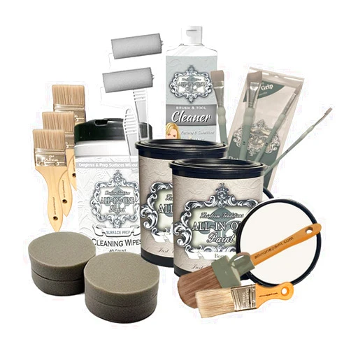 Heirloom Traditions Paint ALL-IN-ONE Paint, 2 Quart Deluxe Cabinet Paint Bundle and Kit, Bone (Off White)