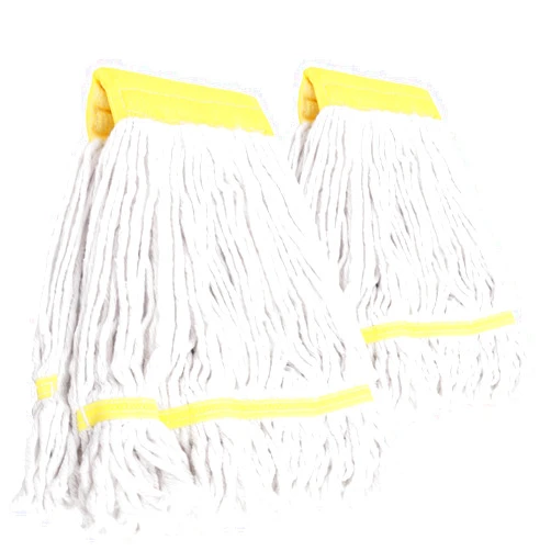 KeFanta (2 Pack) Heavy Duty Mop Head Commercial Replacement for Floor Cleaning,Wet Industrial Cotton Looped End String Heads Refill,Yellow White