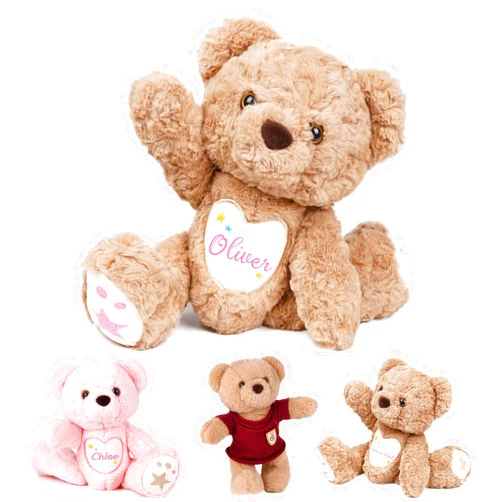 Cryphart Personalized Name Embroidered Teddy Bear Plush for Kids, Custom Stuffed Animals, Pink Brown Teddy Personalized 1-12 Year Old Birthday Christmas Easter Gifts for Toddlers Girls Boy (Bear)
