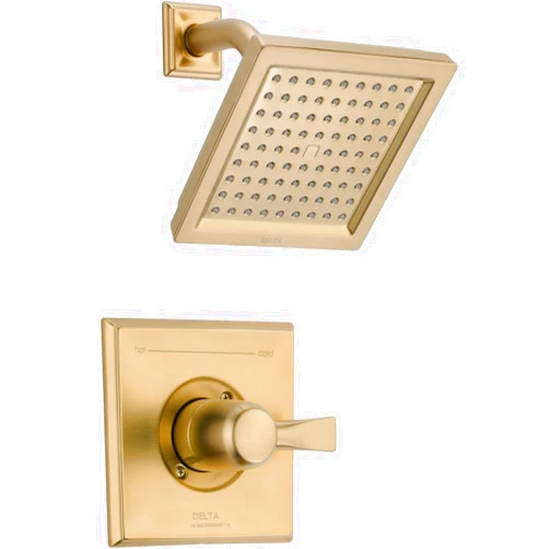 Delta Faucet Dryden 14 Series Single-Function Shower Trim Kit with Single-Spray Touch-Clean Shower Head, Champagne Bronze T14251-CZ (Valve Not Included)