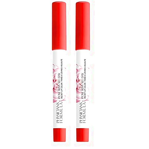 Physicians Formula Rosé Kiss All Day Velvet Lipstick Lip Color Makeup, Red Hot Lips | Dermatologist Tested, Clinicially Tested (Pack of 2)