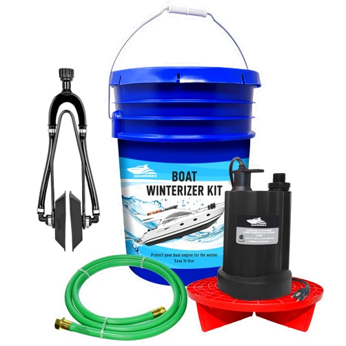 Seaworks Boat Winterizing Kit | Complete Motor Flush and Winterizer System - Pump, Motor Flusher, Bucket and Hose | Antifreeze Not Included