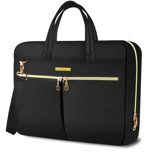 Ferkurn Laptop Bag Case 14 15 15.6 Inch Women Men Computer Bag for Dell Inspiron XPS/HP Pavilion/Surface/Lenovo Thinkpad Ideapad/ASUS Vivobook/Acer Chromebook,Shoulder Briefcase Messenger Case,Black