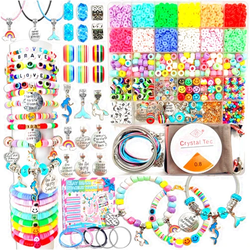 leitait Girls Toys Bracelet Making Kit -3400pcs Beads for Charm Jewelry Making Kit Supplies, Unicorn/Mermaid Crafts Birthday Christmas Gifts for Girls Ages 5 6 7 8 9 10 11 12 Years Old