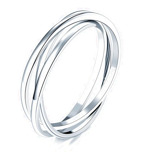 BORUO 925 Sterling Silver Ring, Fidget Ring Anxiety Ring, Triple Row Rolling Interlocking Stacking Rings, High Polish Rings for Women, Men Each Band Width 1.8mm Size 4-12