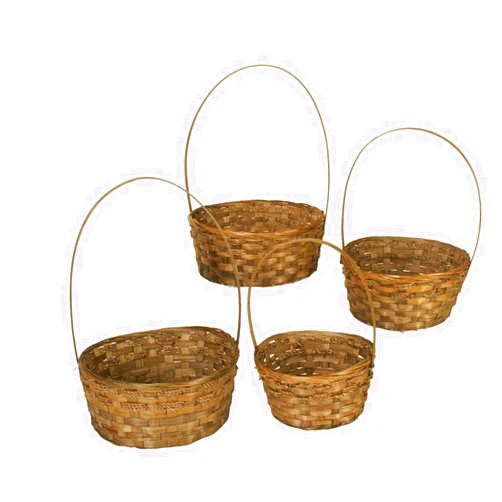 Wald Imports Set of 4 Dark Stained Bamboo Basket Brown 4 Piece