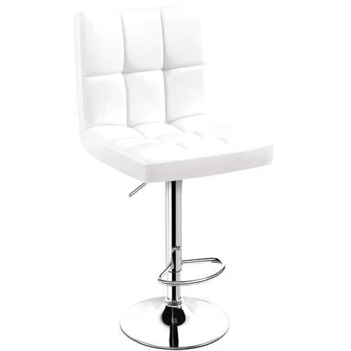 Yaheetech Single Bar Stool, PU Leather Adjustable Swivel Barstools, Armless Hydraulic Kitchen Counter Bar Stool, Kitchen Island Chairs, White