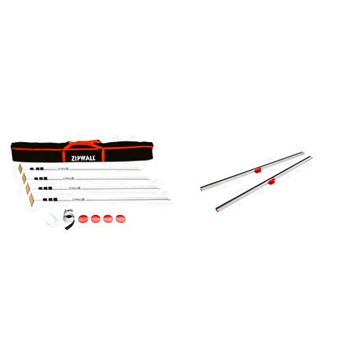 ZIPWALL SLP4 12 Foot Spring Loaded Dust Barrier Poles (4 Pack) and ZipWall FoamRail 2-Pack Tapeless Seal