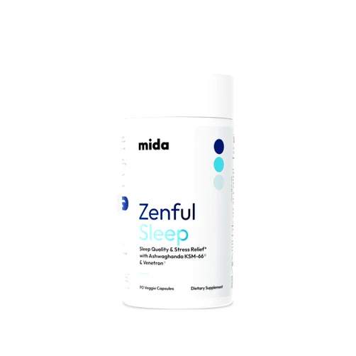 Mida Health Zenful Sleep Supplement | Natural Deep Sleep Aid with KSM-66® Ashwagandha, Venetron® & AprèsFlex® | Supports Relaxation, Cortisol Balance & Stress Reduction | 30 Servings (90 Capsules)