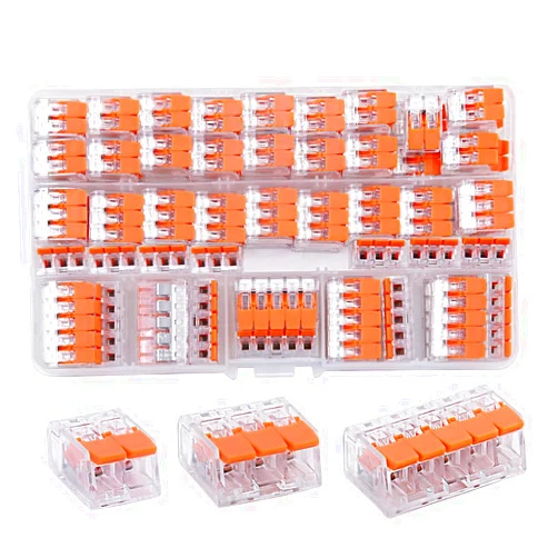 HTCELLE Lever Wire Connectors, 75 Pcs Wire Connector Assortment Pack Compact Splicing Connector Kit for Electrical Wires Solid Stranded Flexible Wires, 2 Port, 3 Port, 5 Port