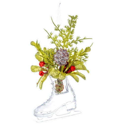 Ganz Midwest Kissing Krystals Festive Holiday Décor Green & Clear 2.5 Inch Acrylic Decorative Hanging Christmas Ornament, Mistletoe Ice Skate