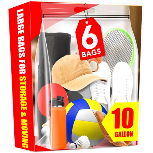 BURVAGY 6Pack Extra Large Plastic Storage Bags 10 Gallons 24